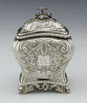 English antique sterling silver tea caddy London 1897